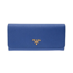 Prada Blue Zipper Long Wallet Saffiano Leather Passport
